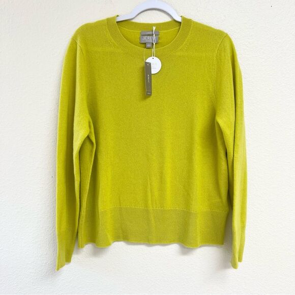 J. Crew Cashmere Classic-Fit Crewneck Sweater in Burnished Chartreuse Size Large - Picture 5 of 11